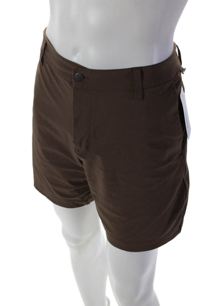 Lululemon Mens Solid Flat Front Casual Shorts Brown Size 34