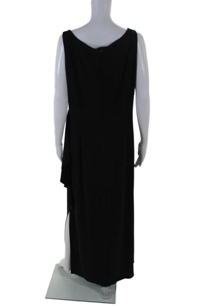 Alex Evenings Womens Black Scoop Neck Drape Detail Shift Dress Jacket Set Size18