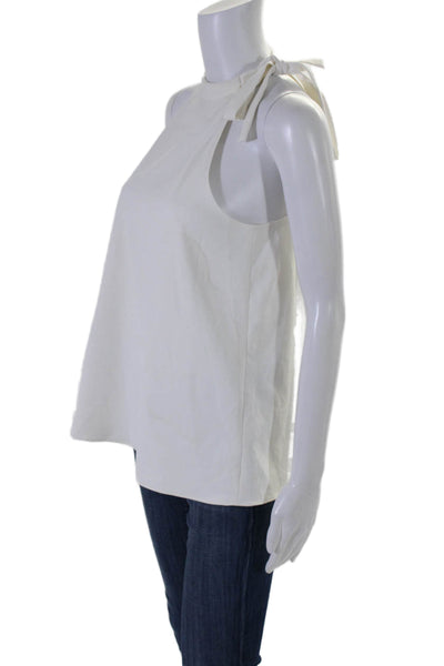 Tibi Womens Round Neck Sleeveless Pullover Tank Top Blouse White Size 4