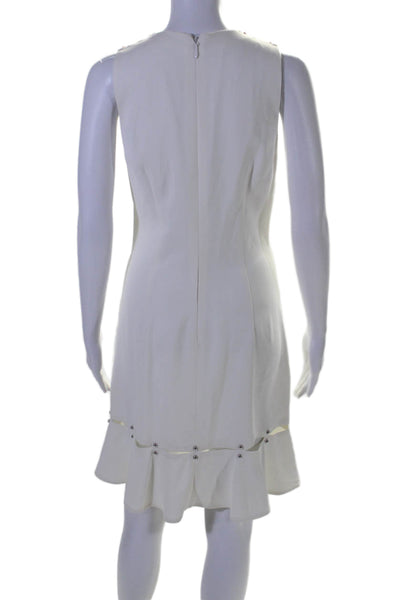 Jonathan Simkhai Womens Back Zip Sleeveless V Neck Studded Dress White Size 8