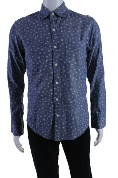 Bonobos Mens Long Sleeve Floral Print Collared Button Down Shirt Blue Small