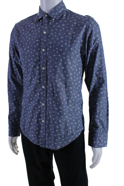 Bonobos Mens Long Sleeve Floral Print Collared Button Down Shirt Blue Small