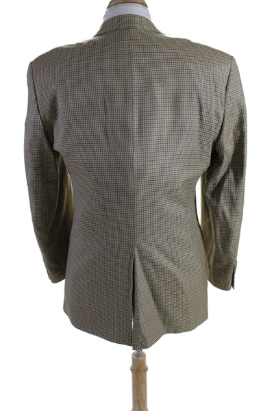 Chaps Mens Two Button Notched Lapel Silk Lined Blazer Wool Beige 38R