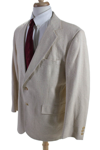 Hunt Valley Mens Two Button Notched Lapel Woven Blazer Beige Size 38