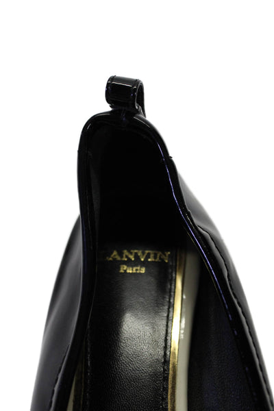 Lanvin Women's Round Toe Patent Leather Flats Black Size 7