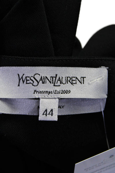 Yves Saint Laurent Womens Cotton Black Front Zip Short Sleeve Blouse Top Size 44