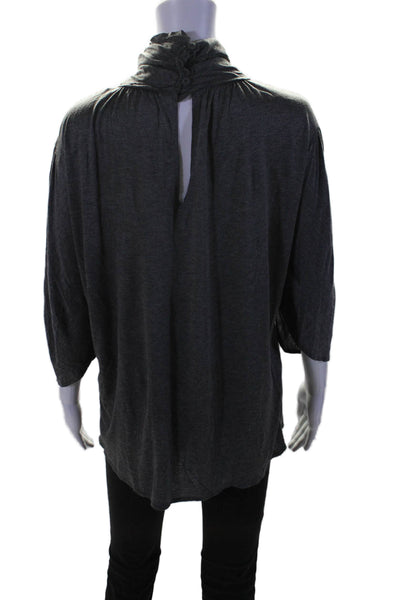 Fendi Womens Dark Gray Turtleneck 3/4 Sleeve Knit Blouse Top Size 46