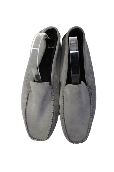 Cole Haan Mens Suede Square Toe Slip On Loafers Dress Shoes Gray Size 10M