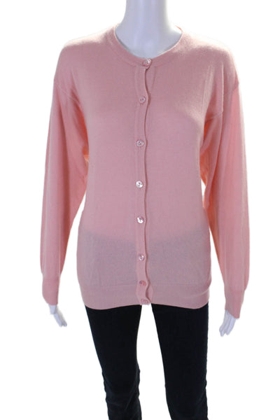 Manrico Cashmere Womens Cashmere Buttoned Round Neck Cardigan Pink Size EUR 38