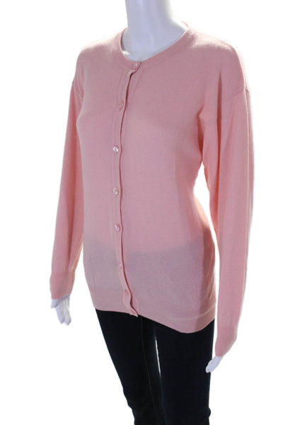 Manrico Cashmere Womens Cashmere Buttoned Round Neck Cardigan Pink Size EUR 38