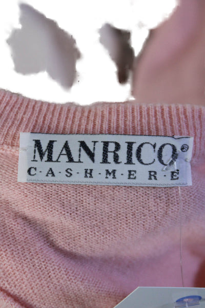 Manrico Cashmere Womens Cashmere Buttoned Round Neck Cardigan Pink Size EUR 38