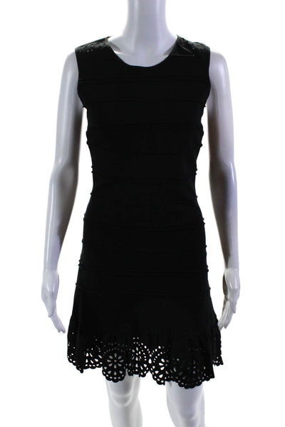 Juicy Couture Womens Back Zip Sleeveless Laser Cut Trim Dress Black Size Small