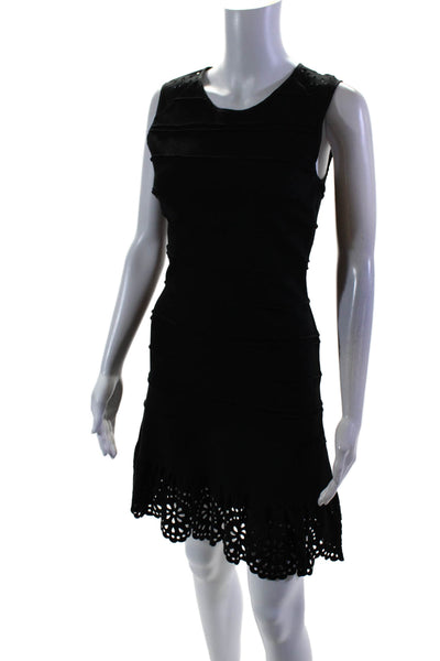 Juicy Couture Womens Back Zip Sleeveless Laser Cut Trim Dress Black Size Small