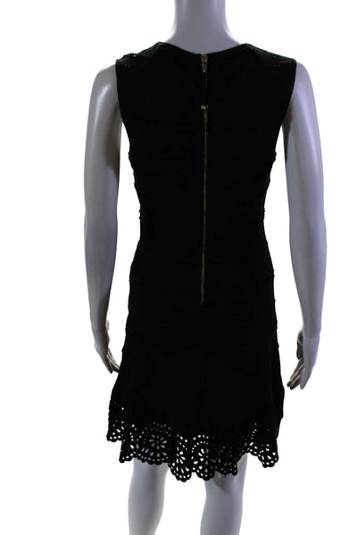 Juicy Couture Womens Back Zip Sleeveless Laser Cut Trim Dress Black Size Small