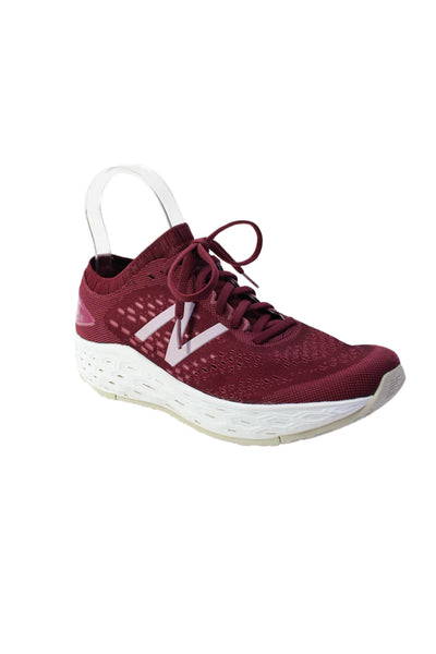 New Balance Womens Lace Up Side Logo Knit Low Top Sneakers Berry Pink Size 8.5