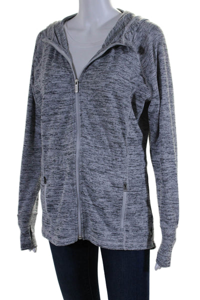 Athleta Women's Hood Long Sleeves Full Zip Pockets Sweatshirt Gray Size XS