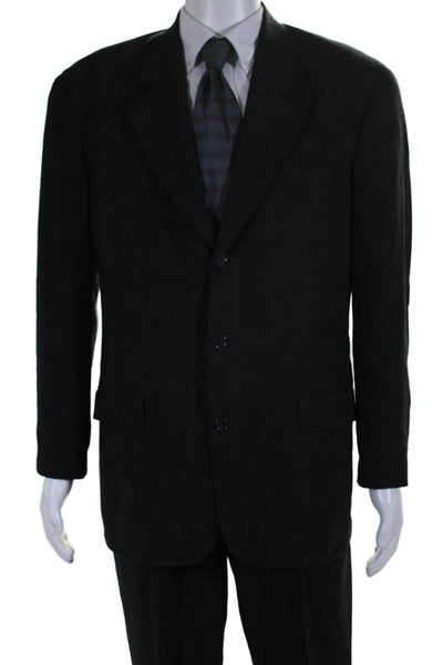 Ungaro Studio Mens Plaid Three Button Pleated Front Suit Black Size 40 Regular/3