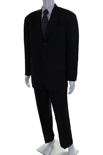 Ungaro Studio Mens Plaid Three Button Pleated Front Suit Black Size 40 Regular/3