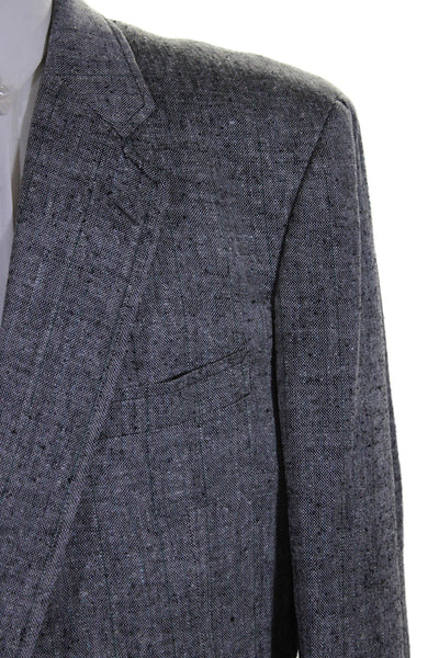 Robert Alexander Mens Striped Two Button Wide Lapel Blazer Black Size 46 Long