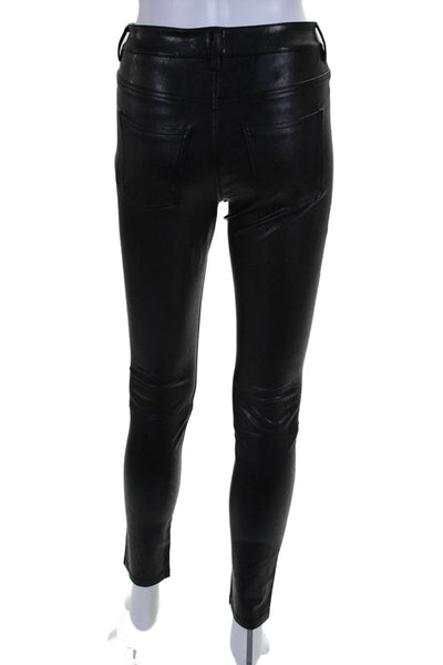 7 For All Mankind Womens Faux Leather High Rise Skinny Pants Black Size S