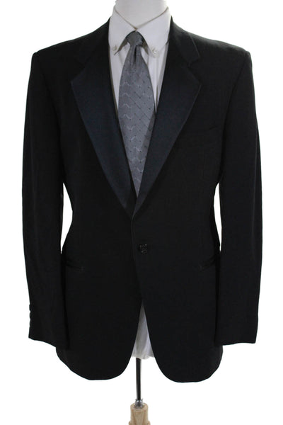 Oscar de la Renta Men's  Long Sleeves Lined One Button Jacket Black Size 46