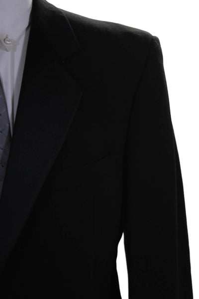 Oscar de la Renta Men's  Long Sleeves Lined One Button Jacket Black Size 46