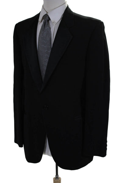 Oscar de la Renta Men's  Long Sleeves Lined One Button Jacket Black Size 46