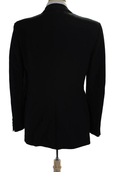 Oscar de la Renta Men's  Long Sleeves Lined One Button Jacket Black Size 46