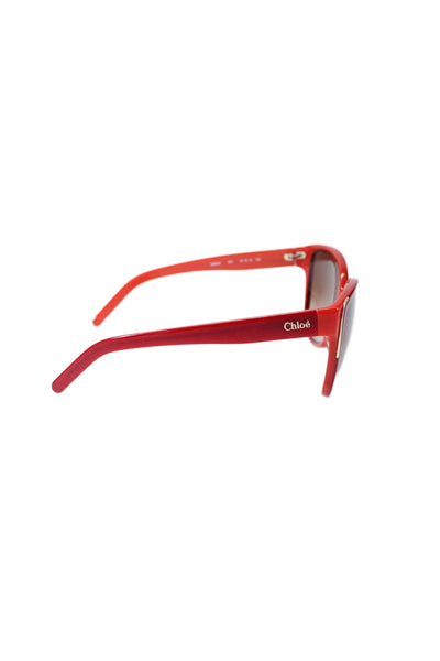 Chloe Womens Gold Tone Oval Lens Pull On Cat Eye Sunglasses Red Coral CE601S