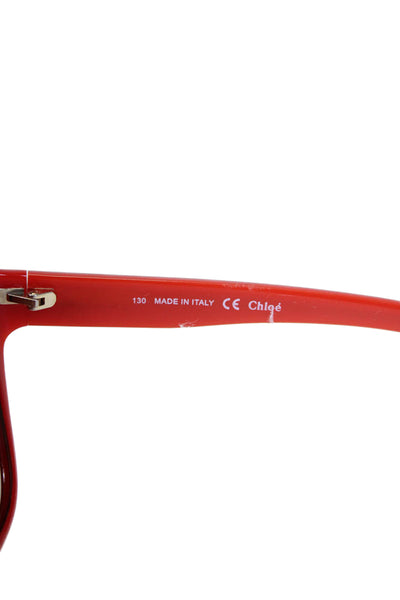 Chloe Womens Gold Tone Oval Lens Pull On Cat Eye Sunglasses Red Coral CE601S