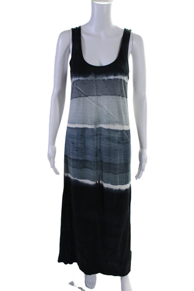 Marika Charles Match Womens Tie Dye Print Sleeveless Maxi Dress Blue Cotton Size