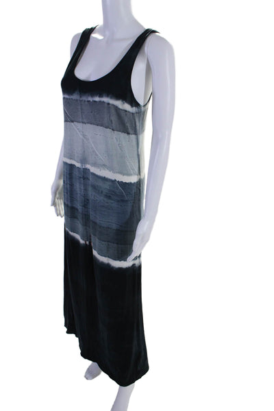 Marika Charles Match Womens Tie Dye Print Sleeveless Maxi Dress Blue Cotton Size