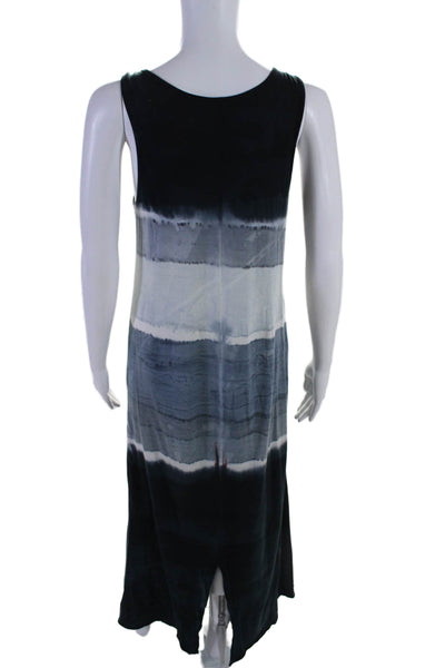 Marika Charles Match Womens Tie Dye Print Sleeveless Maxi Dress Blue Cotton Size