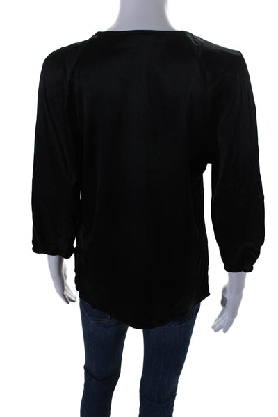 Vince Women's Round Neck Long Sleeves Workwear Blouse Black Size S