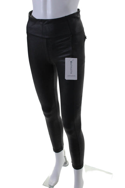 Athleta Women's High Waist Pockets Full Length Faux Leather Legging Black Size S