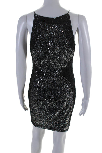 Dress the Population Women's Sleeveless Fitted Sequin Mini Dress Black Size M