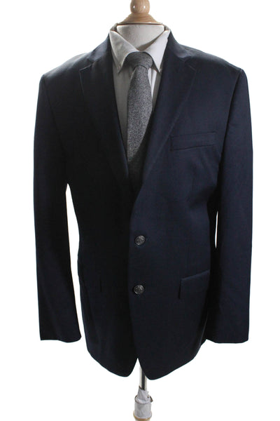 Michael Michael Kors Mens Wool Navy Blue Two Button Long Sleeve Blazer Size 40R