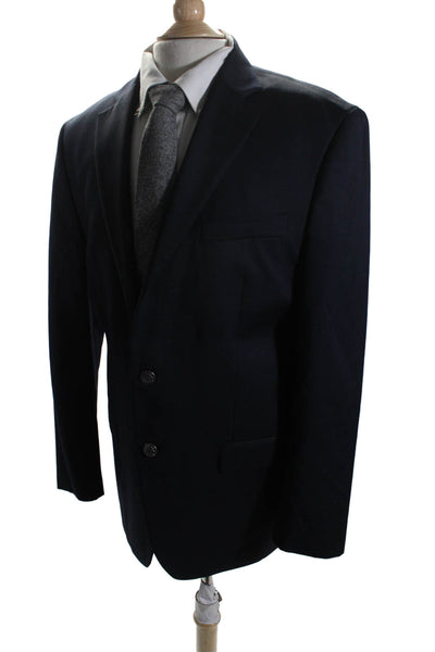 Michael Michael Kors Mens Wool Navy Blue Two Button Long Sleeve Blazer Size 40R