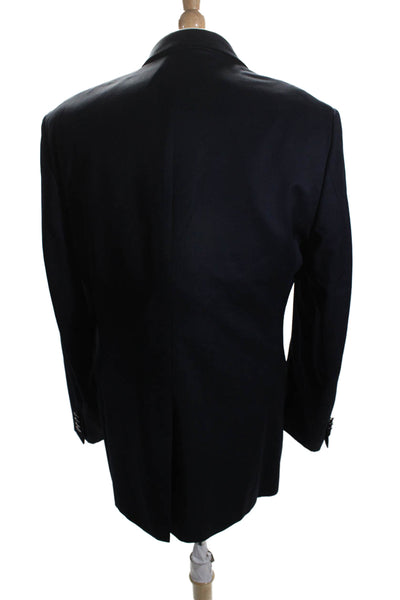 Michael Michael Kors Mens Wool Navy Blue Two Button Long Sleeve Blazer Size 40R