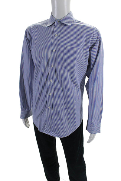 Lauren Ralph Lauren Womens Cotton Blue Striped Long Sleeve Dress Shirt Size 16