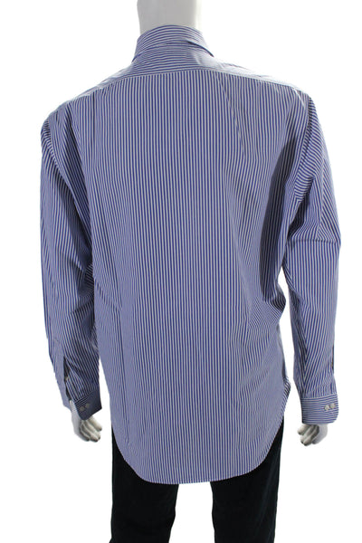 Lauren Ralph Lauren Womens Cotton Blue Striped Long Sleeve Dress Shirt Size 16