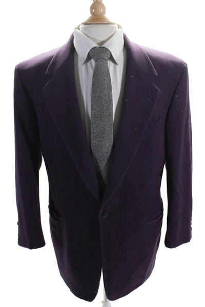 Cavelli Mens Wool Darted Collared Long Sleeve Buttoned Blazer Purple Size EUR 40