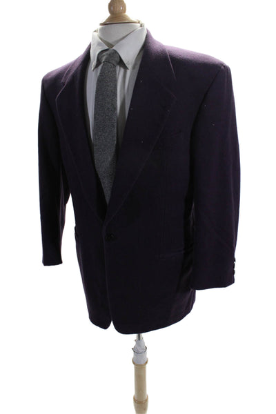 Cavelli Mens Wool Darted Collared Long Sleeve Buttoned Blazer Purple Size EUR 40