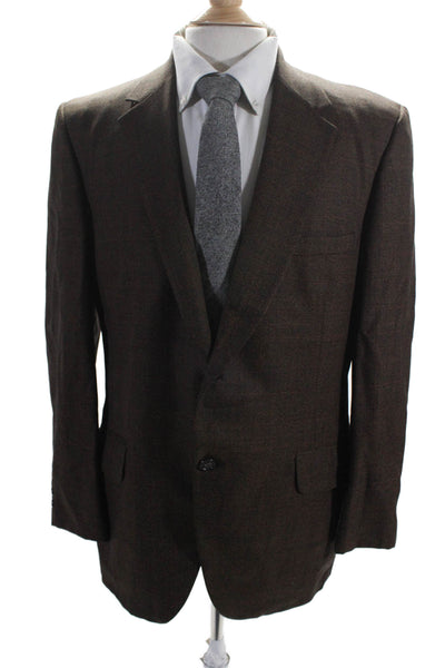 Directors Group Mens Collar Textured Button Long Sleeve Blazer Brown Size EUR 40