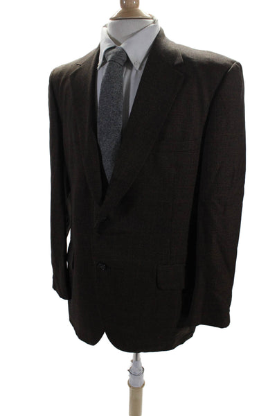 Directors Group Mens Collar Textured Button Long Sleeve Blazer Brown Size EUR 40