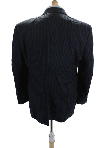 Hart Schaffner Marx Mens Striped Collared Long Sleeve Blazer Navy Size EUR 42S