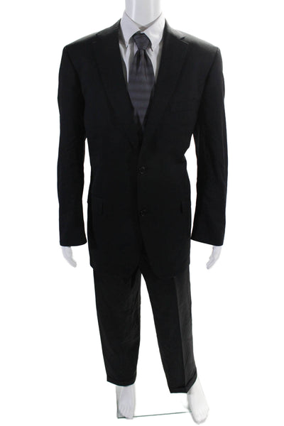 Boss Hugo Boss Mens Wool Collared Buttoned Blazer Pants Suit Black Size EUR 44