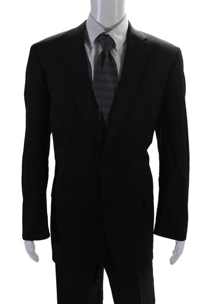 Boss Hugo Boss Mens Wool Collared Buttoned Blazer Pants Suit Black Size EUR 44