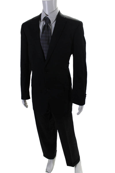 Boss Hugo Boss Mens Wool Collared Buttoned Blazer Pants Suit Black Size EUR 44