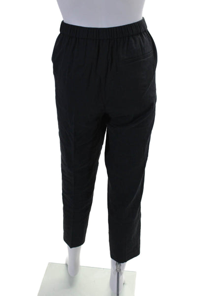 Theory Women's Trecca Pull On Linen Dress Pants Navy Blue Size 6